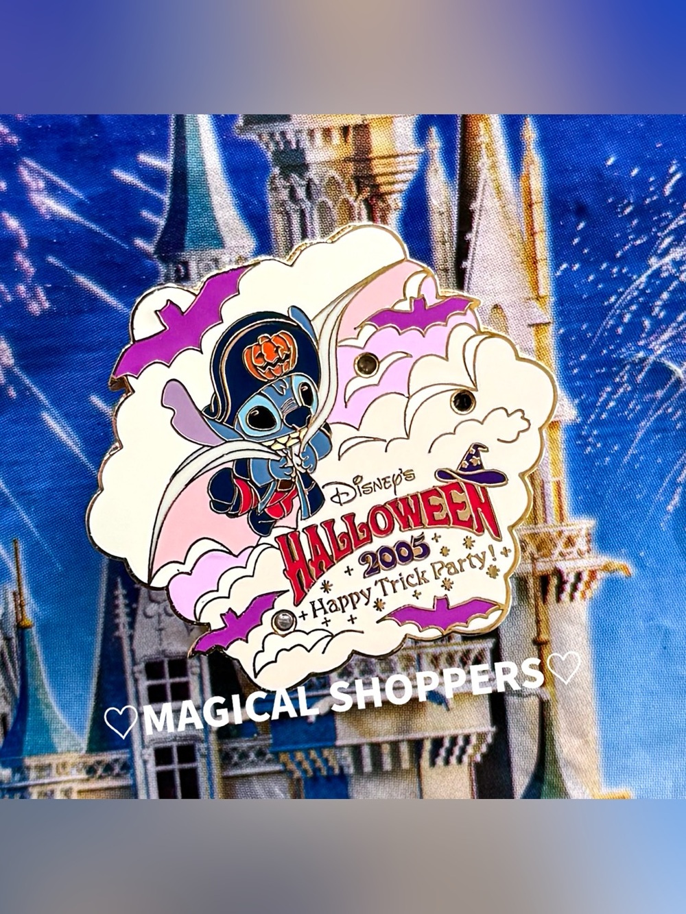 Disney Parks 2005 Halloween Happy Trick Party Stitch Light Up LE Pin Rare